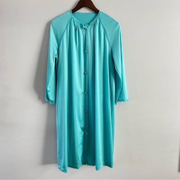 Vanity Fair | Vintage Turquoise Blue Night Gown Intimates Set Robe Nighty Dress - Picture 3 of 12